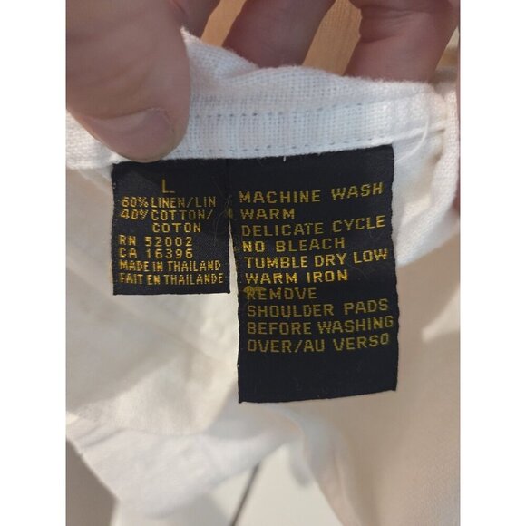 90s Liz Sport Cotton Linen Blazer Womems Sz L French Seams Classic - Picture 5 of 14